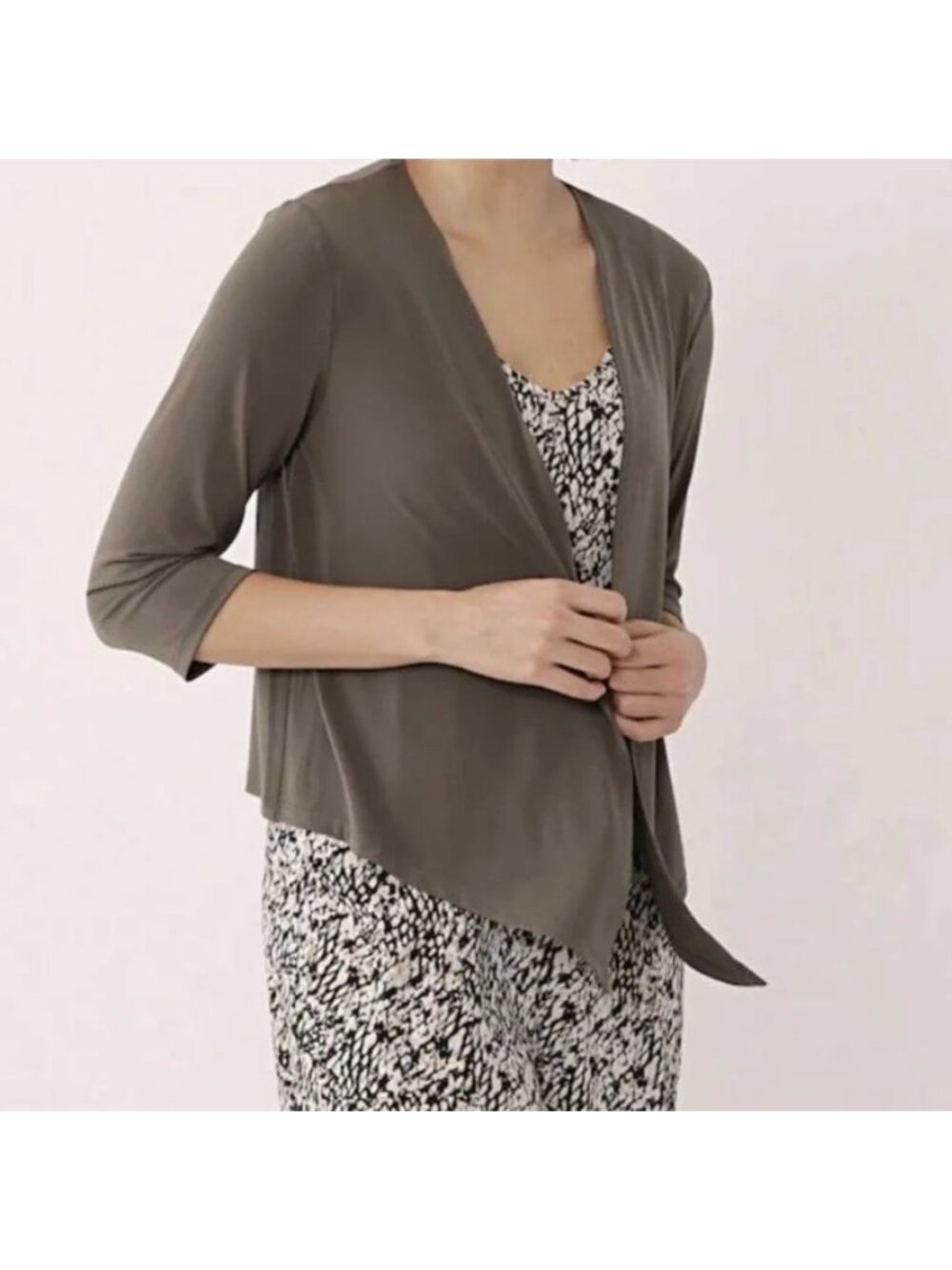 NEW Kim & Co Olive Brazil Knit Open Front Cardigan - Small